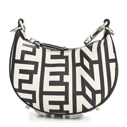Fendi X MARC JACOBS Nappa Vitello King Logo Print Nano Fendigraphy Hobo Charm White Black 1 of 10