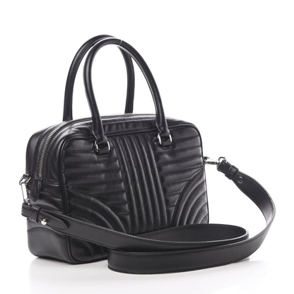 Prada Soft Calfskin Impunture Diagramme Top Handle Crossbody Bag Black 3 of 11