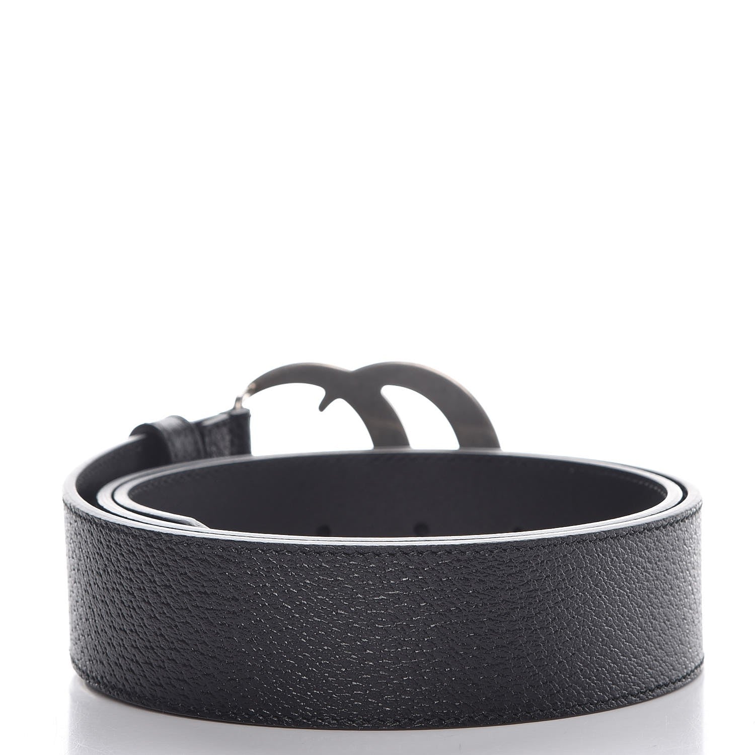 Gucci Textured Dollar Calfskin Nickel Double G 40mm Belt 85 34 Black 3 of 7