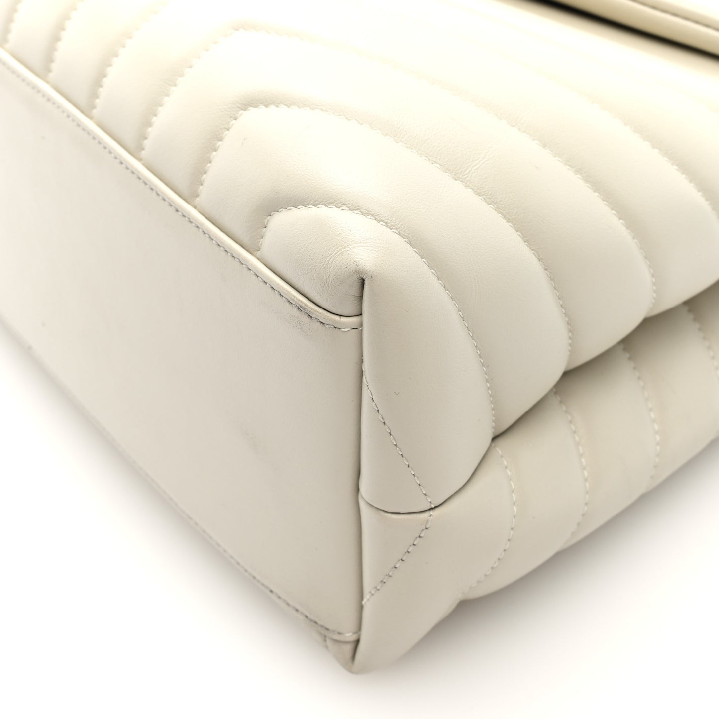 Calfskin Y Quilted Monogram Medium Loulou Chain Satchel Crema Soft