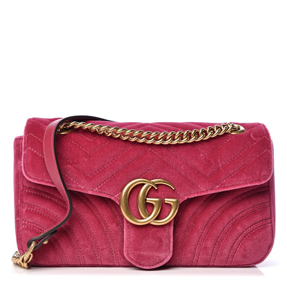 Gucci Velvet Matelasse Small GG Marmont Shoulder Bag Light Raspberry Rose 1 of 10