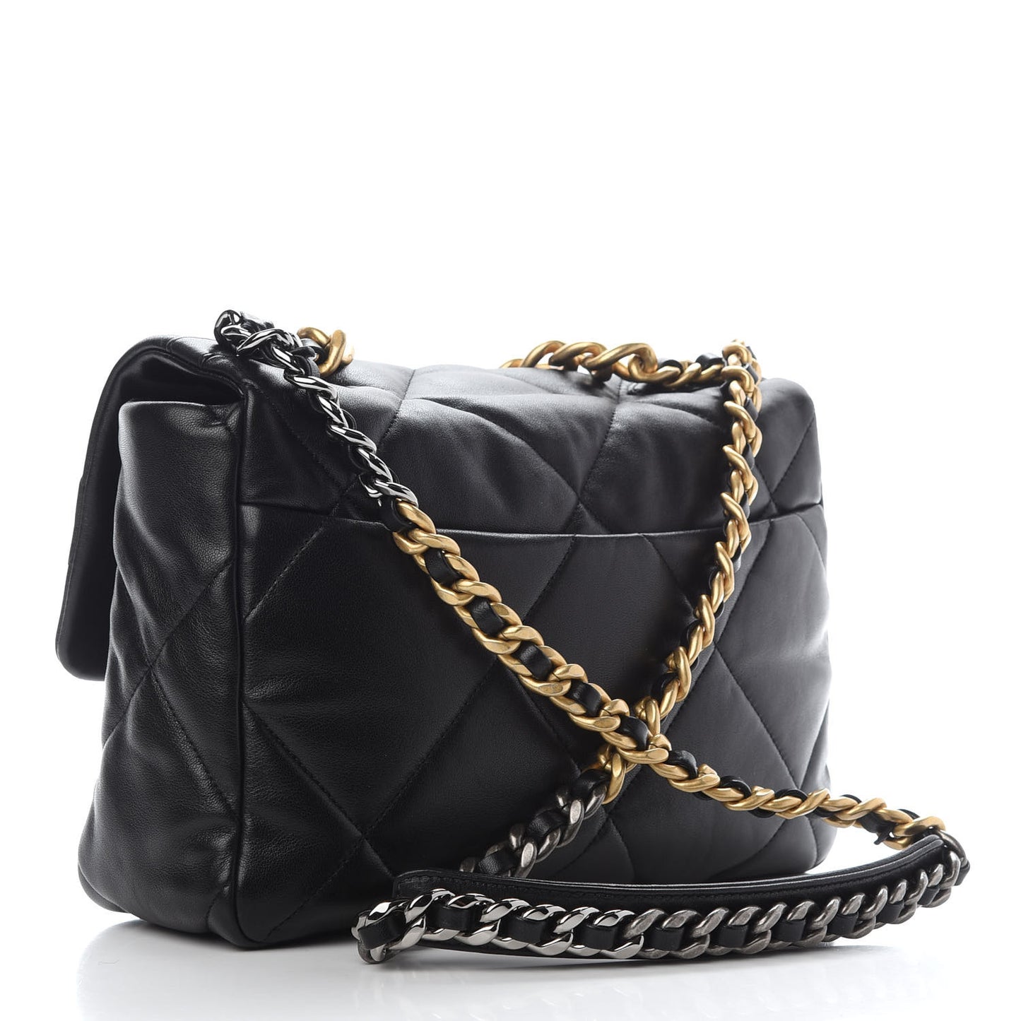 Lambskin Quilted Large Chanel 19 Flap Black