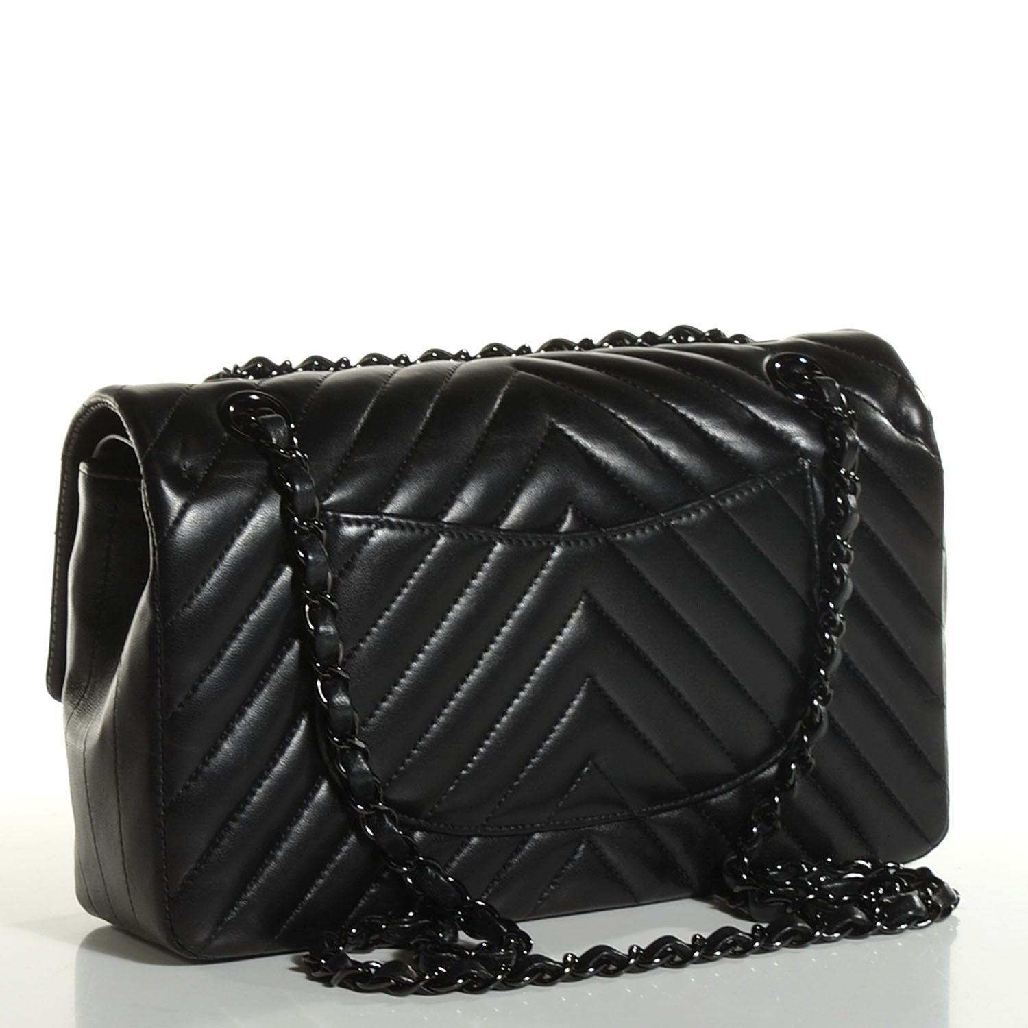 Chanel Lambskin Chevron 11.12 Medium Double Flap So Black 3 of 7