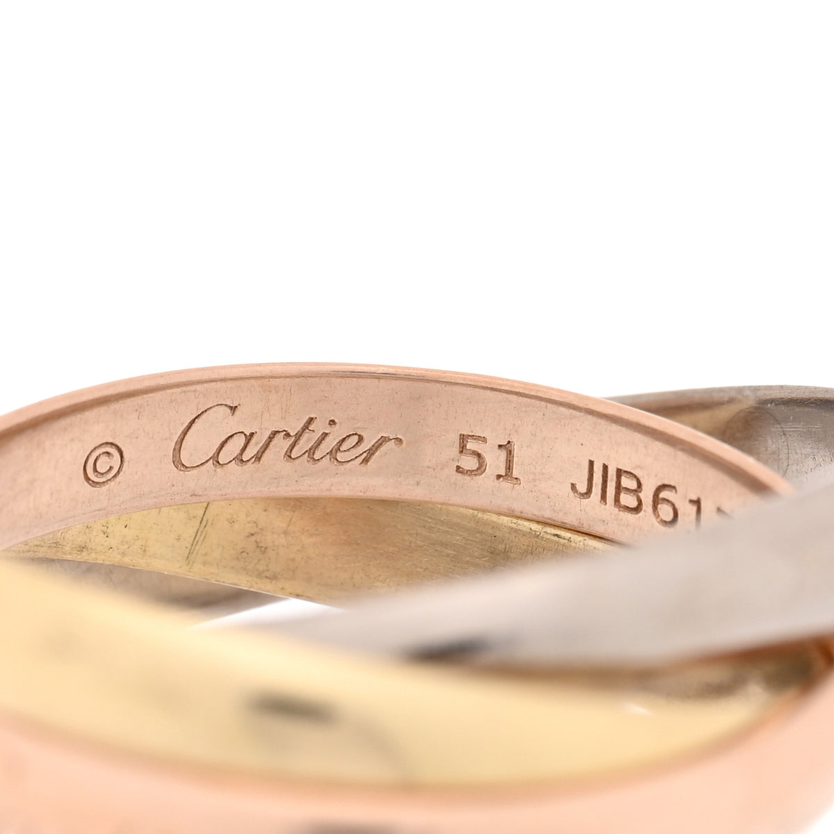 18K Pink Yellow White Gold Small Trinity Ring 51 5.75