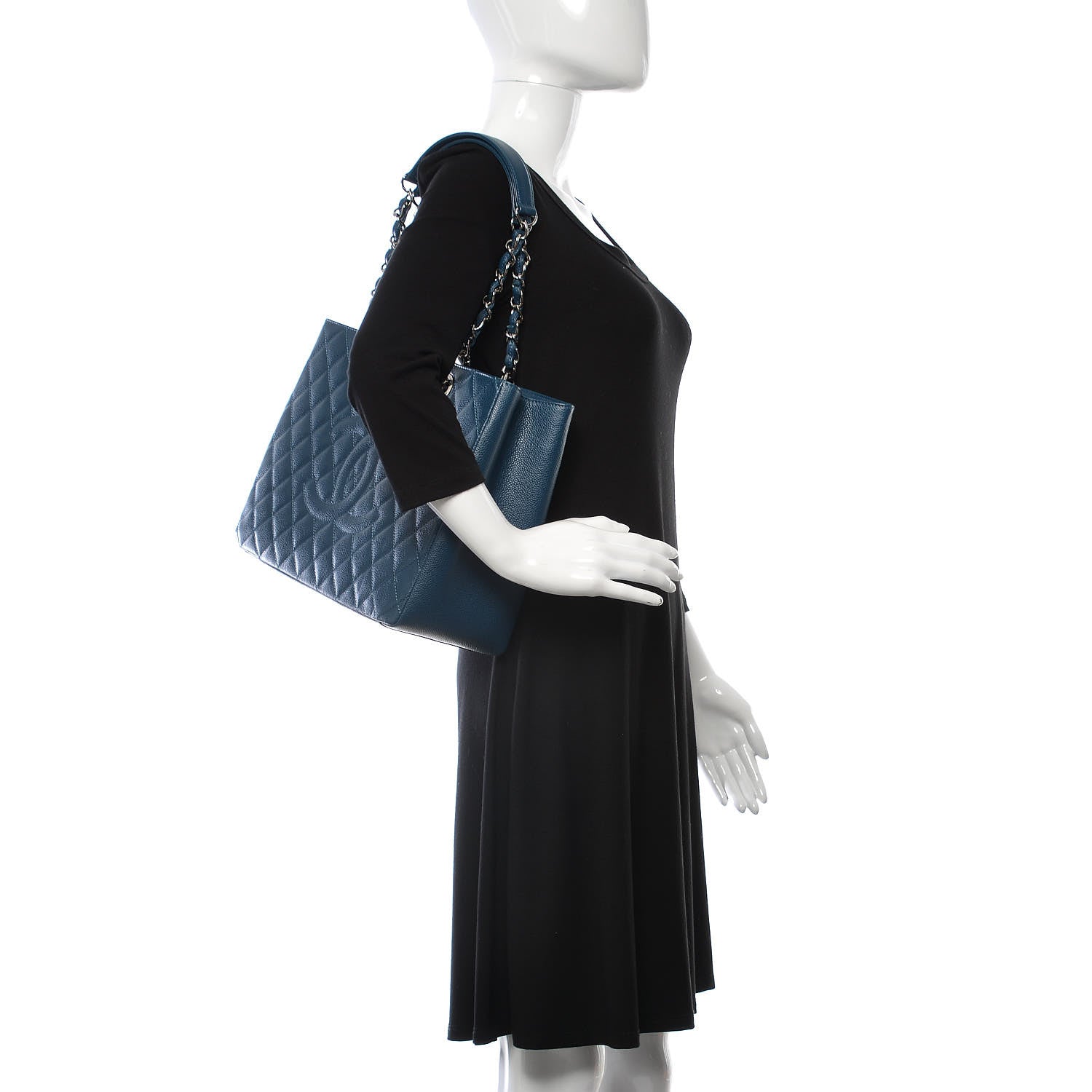 Chanel Caviar Quilted Grand Shopping Tote GST Dark Blue 2 of 11