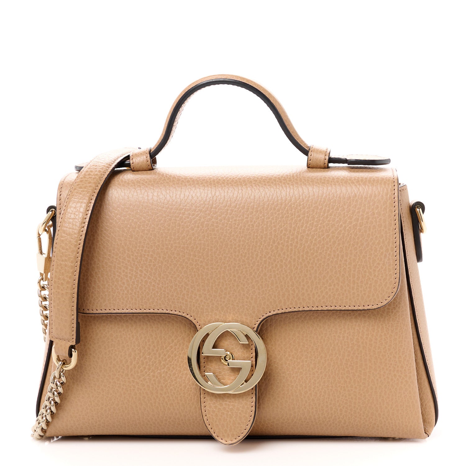 Gucci Dollar Calfskin Interlocking G Top Handle Shoulder Bag Camelia 1 of 10