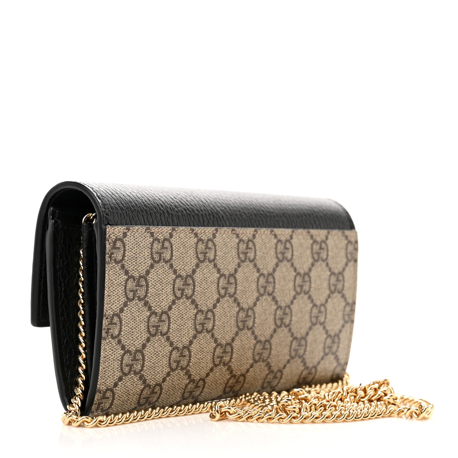 Gucci Dollar Calfskin GG Supreme Monogram Petite GG Marmont Wallet Chain Bag Black Beige Ebony 3 of 10