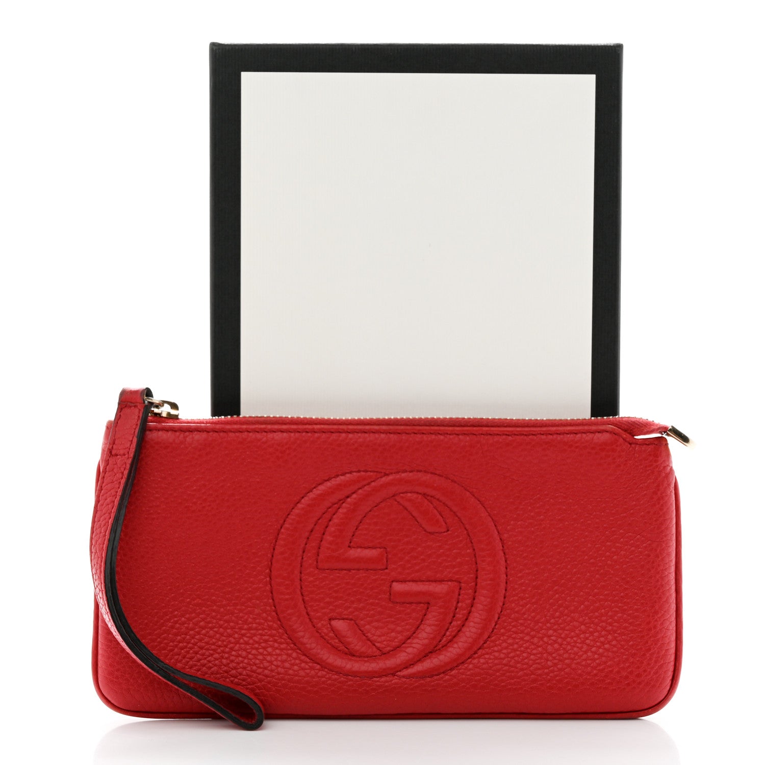 Gucci Pebbled Calfskin Soho Wristlet Vibrant Red 12 of 12