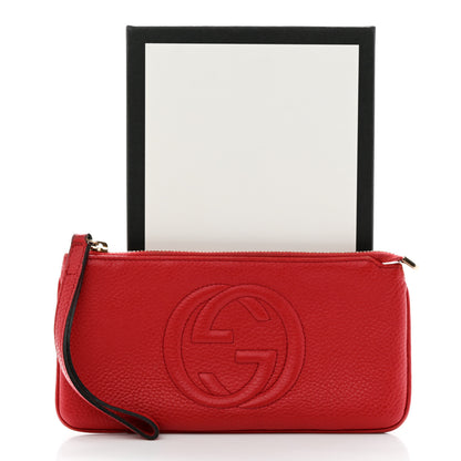 Gucci Pebbled Calfskin Soho Wristlet Vibrant Red 12 of 12