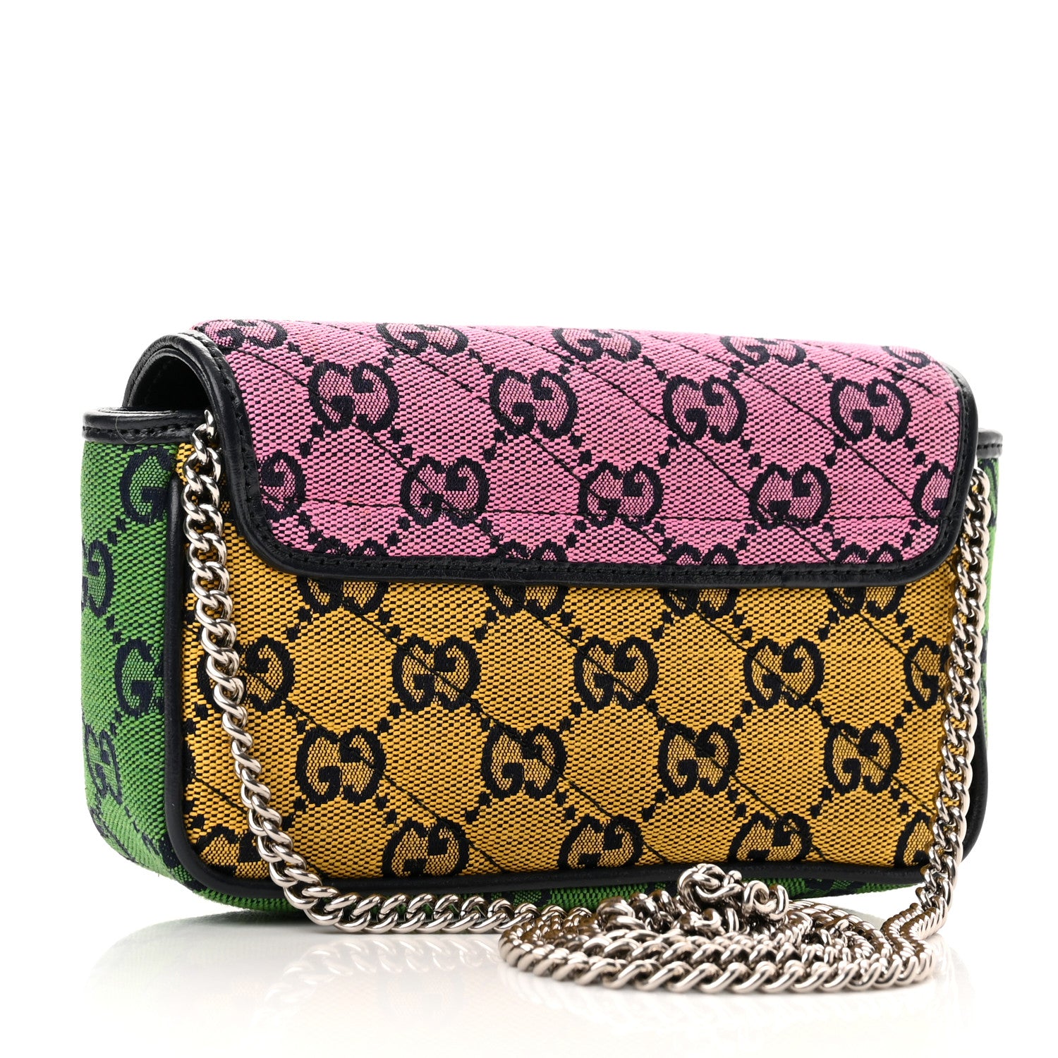 Gucci Monogram Multicolor Matelasse Diagonal Super Mini GG Marmont Shoulder Bag Pink Blue Red Yellow Green 3 of 11