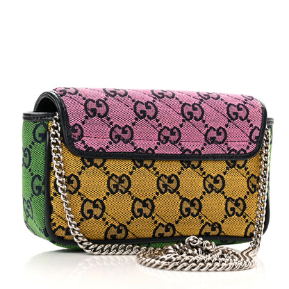 Gucci Monogram Multicolor Matelasse Diagonal Super Mini GG Marmont Shoulder Bag Pink Blue Red Yellow Green 3 of 11
