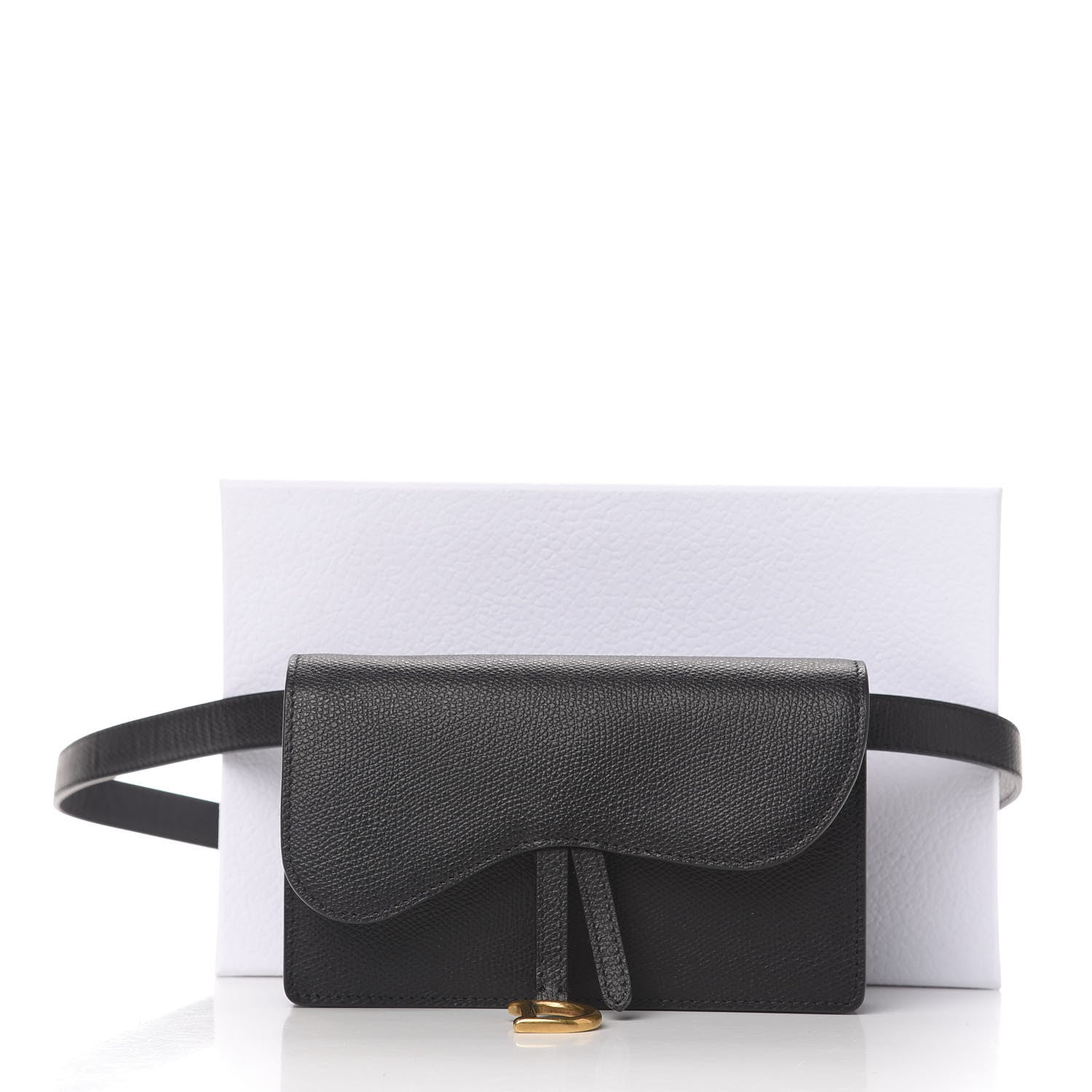 Christian Dior Grained Calfskin Saddle Belt Clutch Black 10 of 10