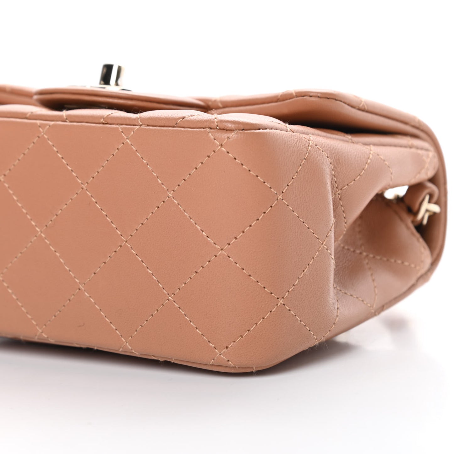 Lambskin Quilted Mini Square Flap Brown