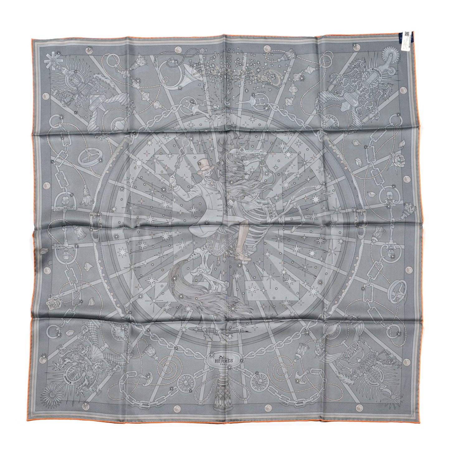 Silk C'est La Fete Double Face Scarf 90 Kaki Anthracite Gris
