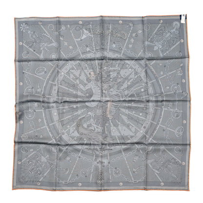 Hermes Silk C'est La Fete Double Face Scarf 90 Kaki Anthracite Gris 2 of 7