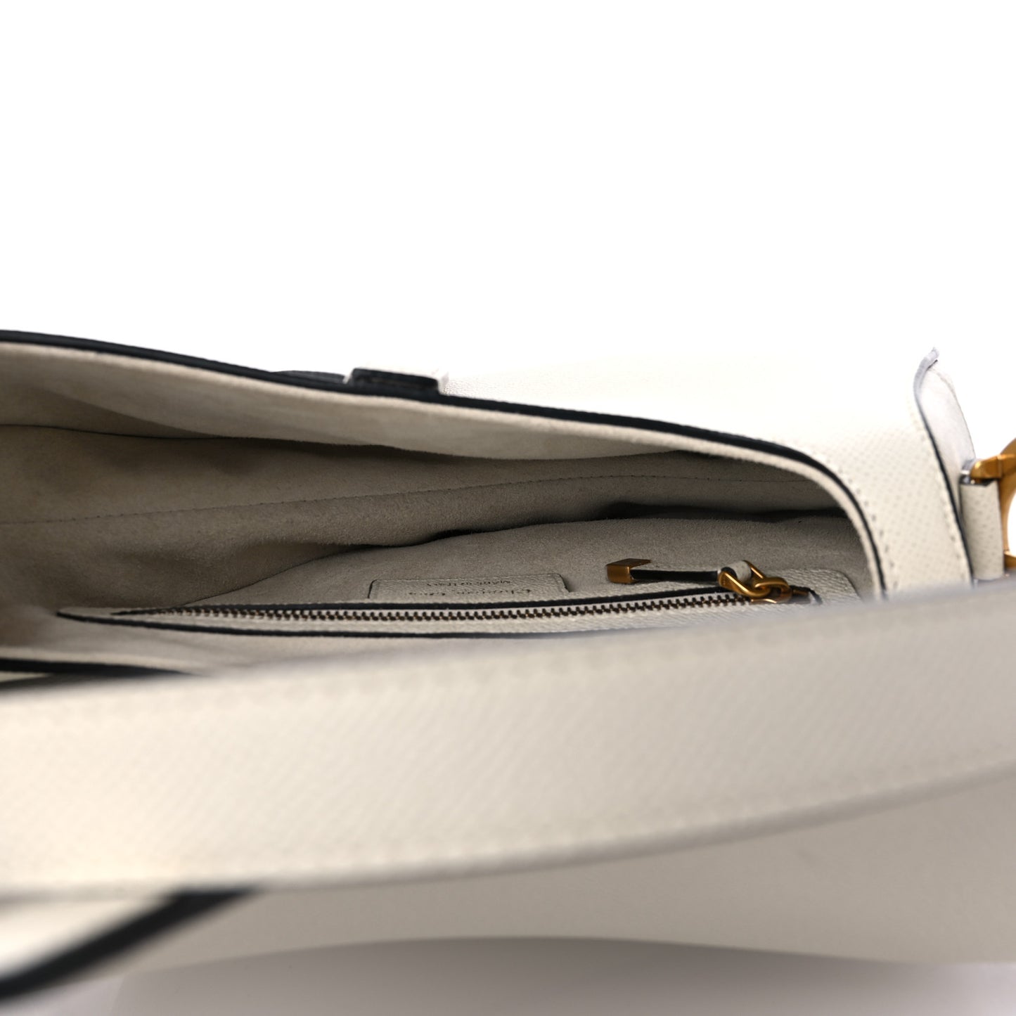Grained Calfskin Saddle Bag White