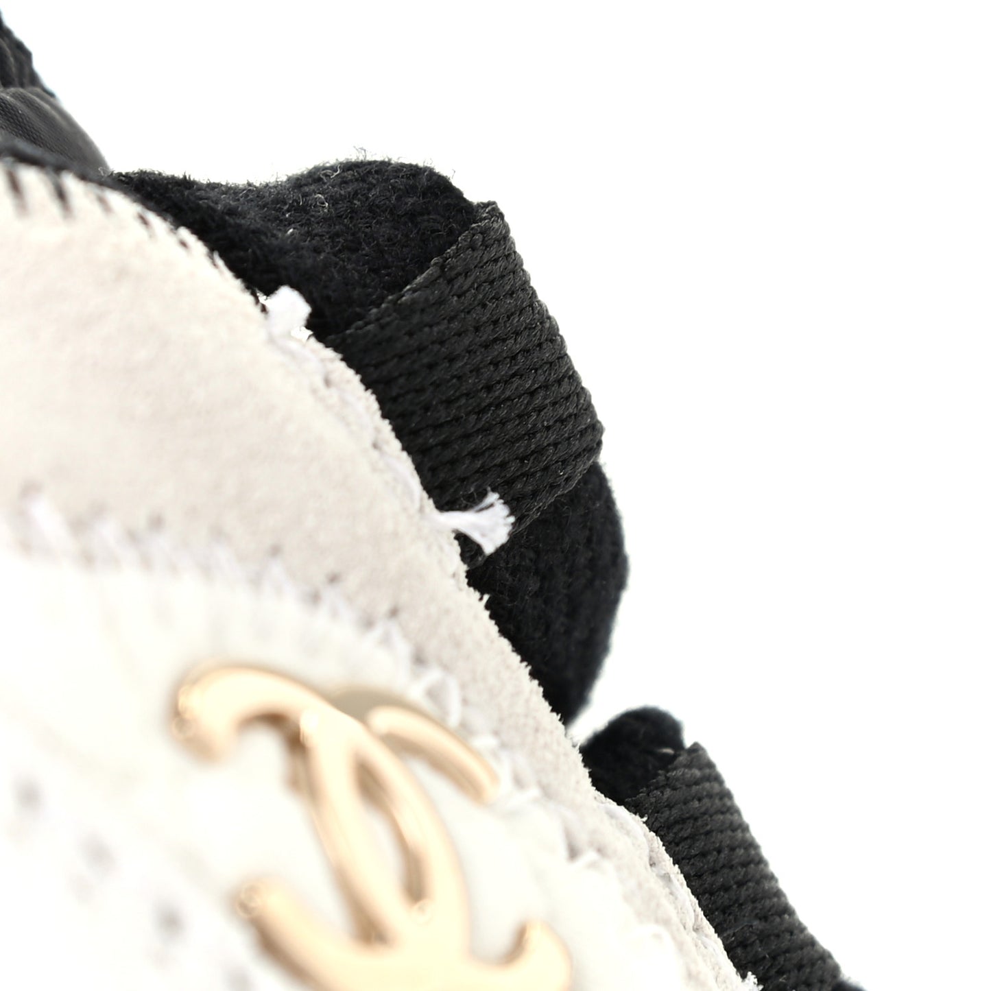 Velvet Calfskin Mixed Fibers CC Sneakers 39 Ivory Black