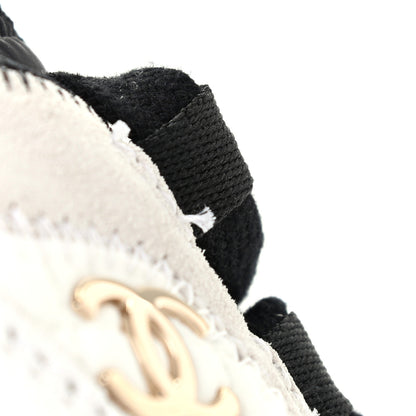 Chanel Velvet Calfskin Mixed Fibers CC Sneakers 39 Ivory Black 11 of 12