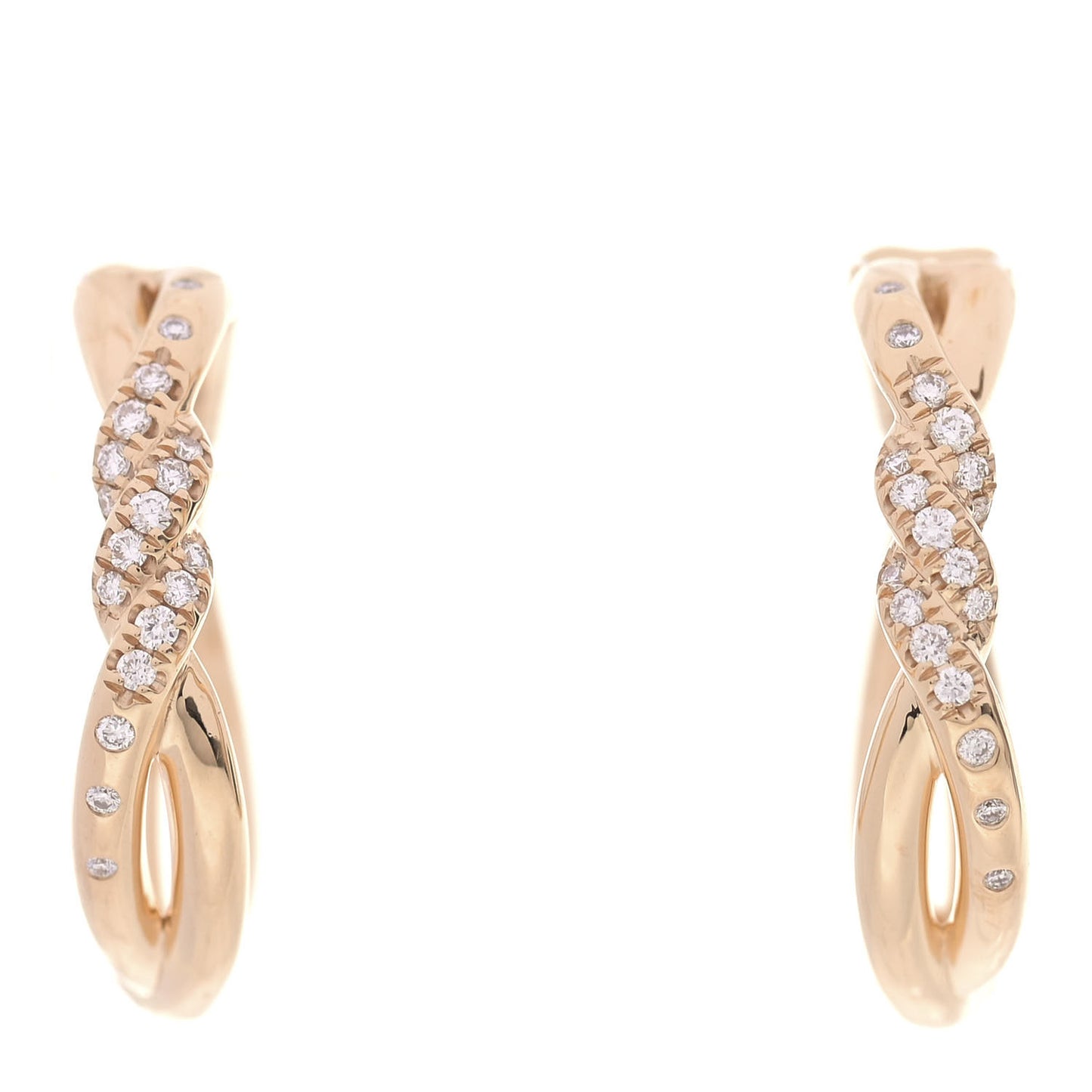 18K Yellow Gold Diamond 21mm Continuous Hoop Earrings
