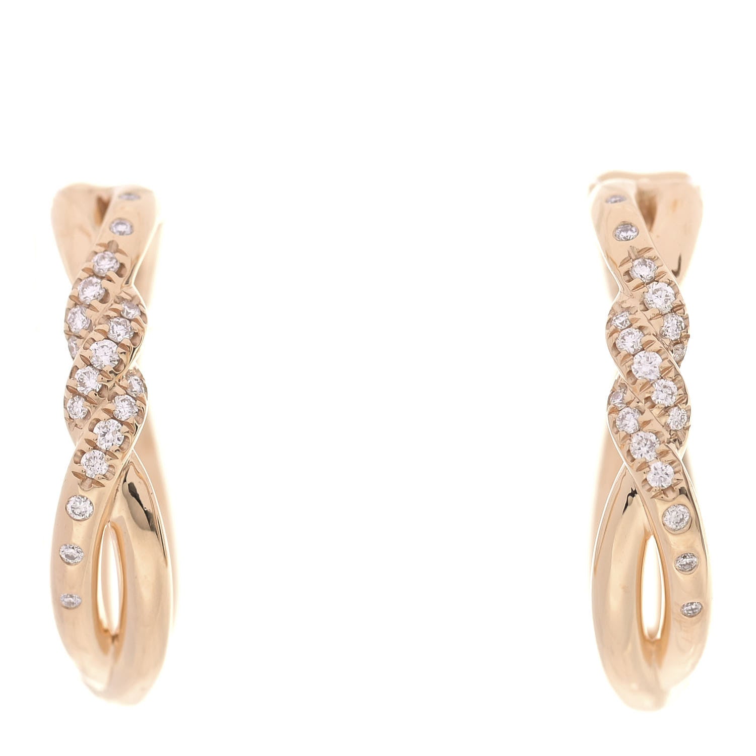 David Yurman 18K Yellow Gold Diamond 21mm Continuous Hoop Earrings 1 of 5
