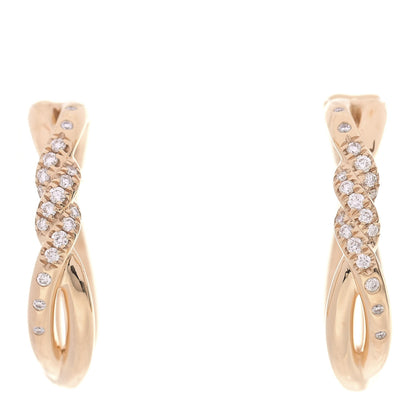 David Yurman 18K Yellow Gold Diamond 21mm Continuous Hoop Earrings 1 of 5