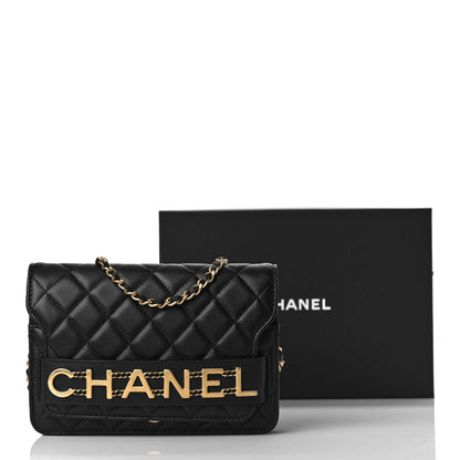 Chanel Calfskin Quilted Enchained Wallet On Chain WOC Black 12 of 12