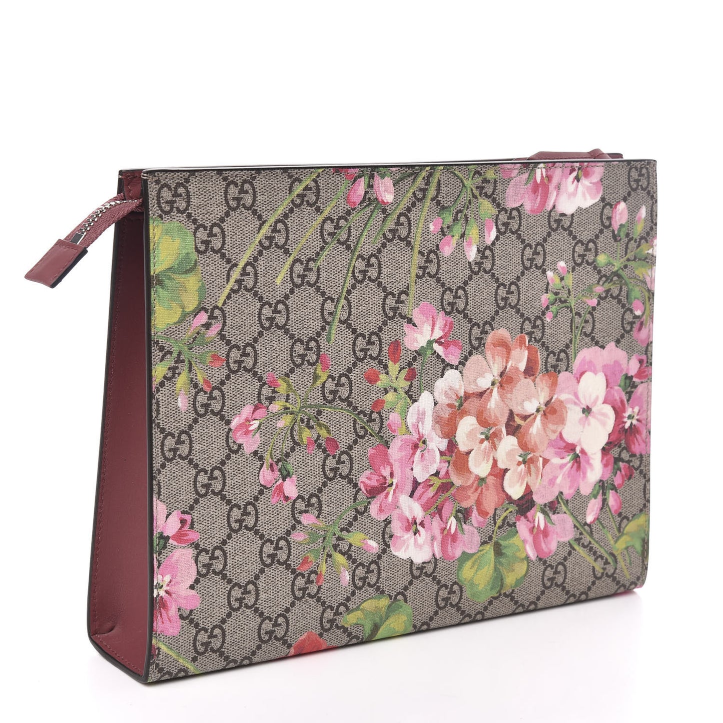 GG Supreme Monogram Blooms Large Cosmetic Case Beige Multicolor Dry Rose