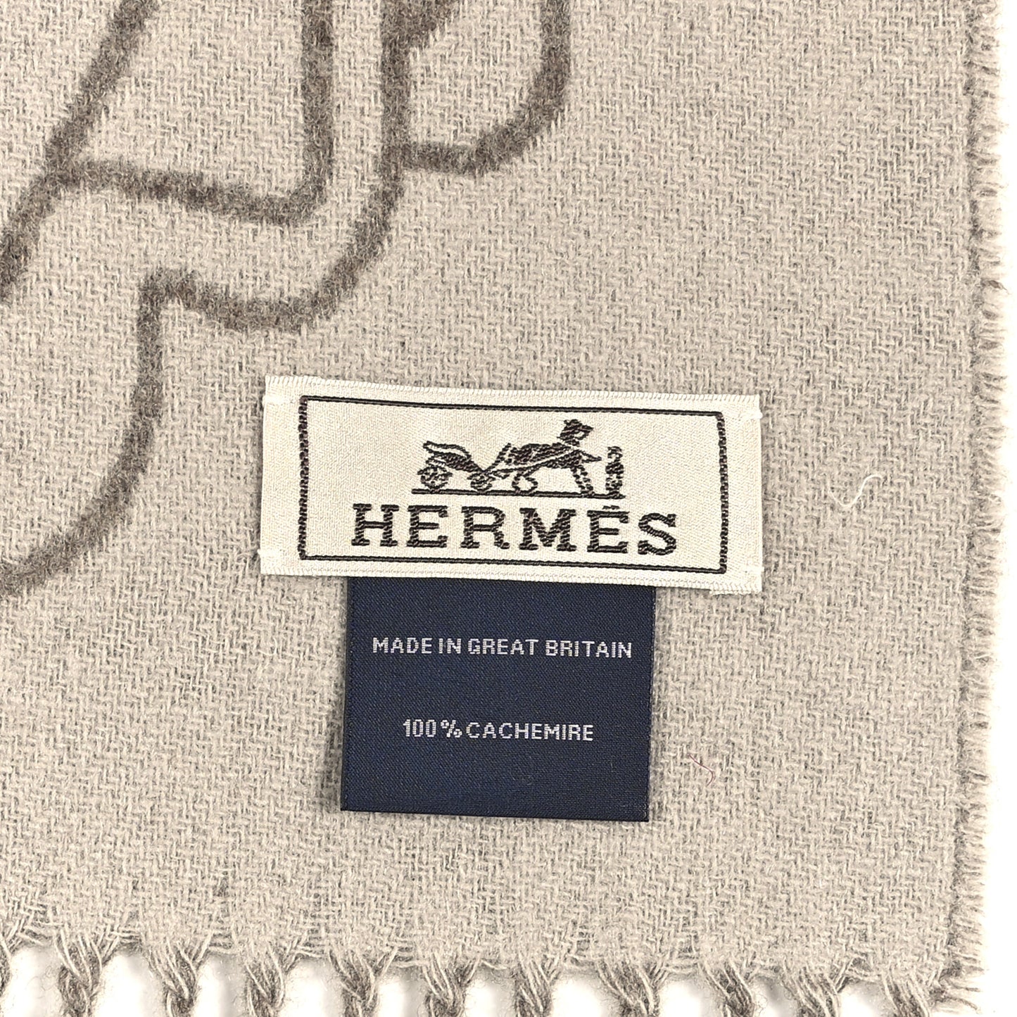 Cashmere Tete-a-Tete Equestre Scarf Taupe Grege