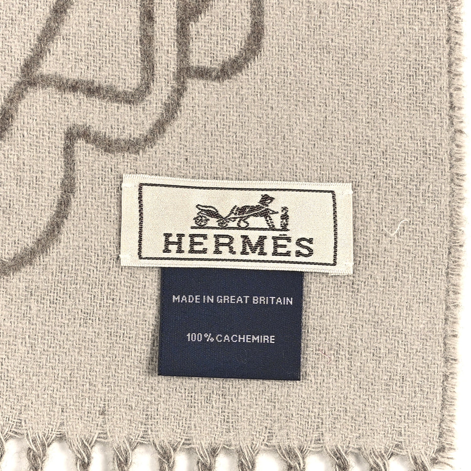 Hermes Cashmere Tete-a-Tete Equestre Scarf Taupe Grege 8 of 8