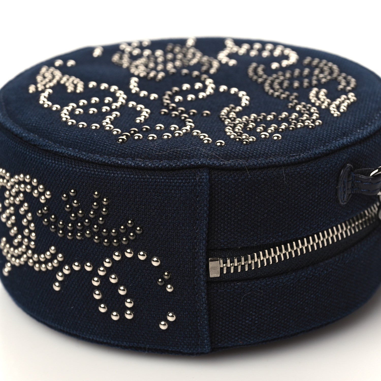 Chanel Canvas CC Studded Round Clutch With Chain Navy 8 of 8