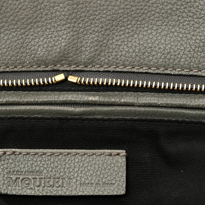 Alexander McQueen Pebbled Calfskin Large Skull Padlock Zip Around Tote Dark Grey 11 of 15