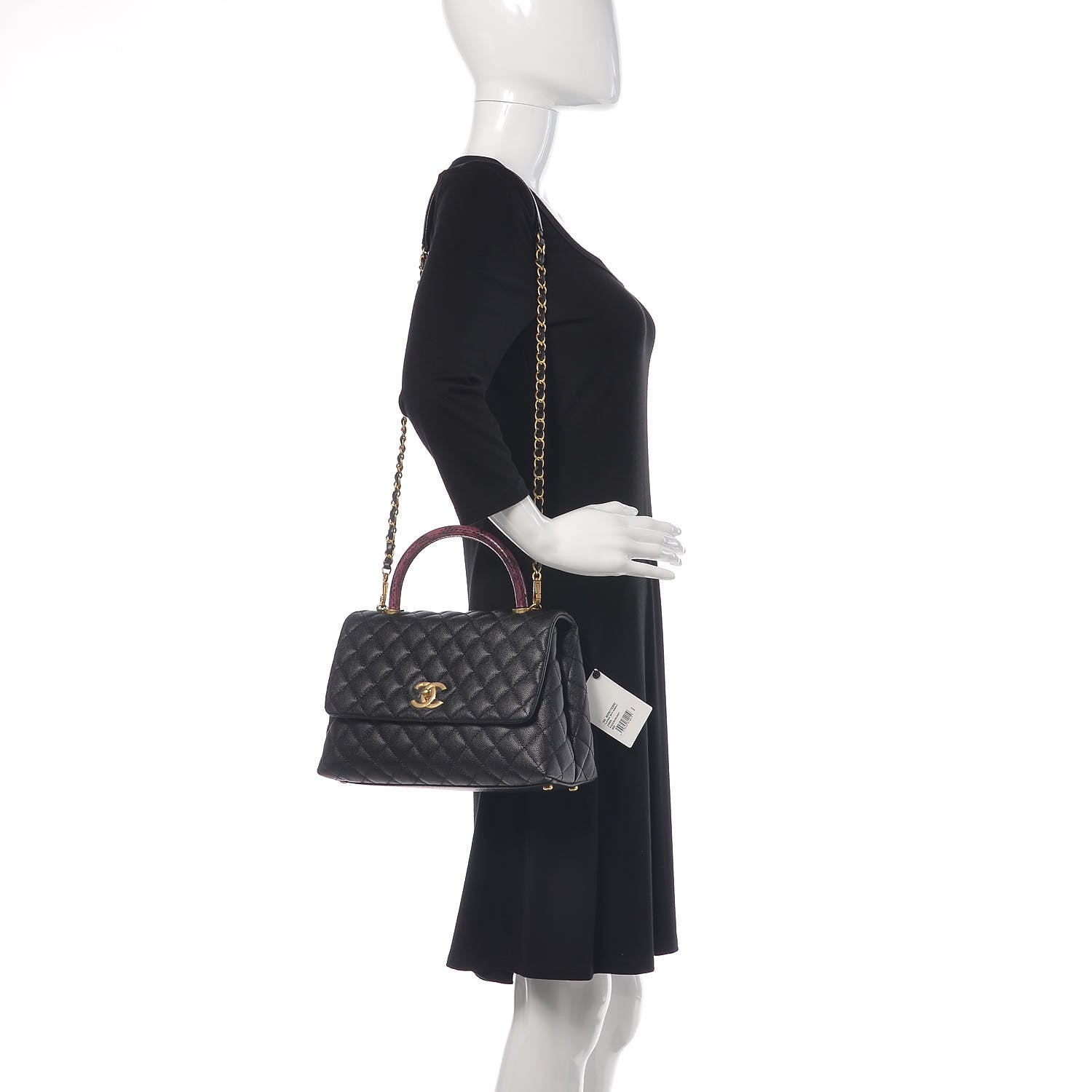 Chanel Caviar Elaphe Quilted Small Coco Handle Flap Black 2 of 9