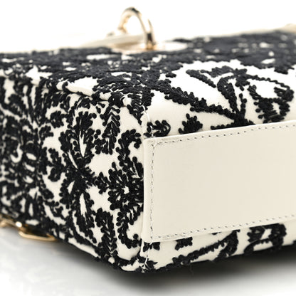 Christian Dior Calfskin Embroidered Lady D-Joy White Black 9 of 12