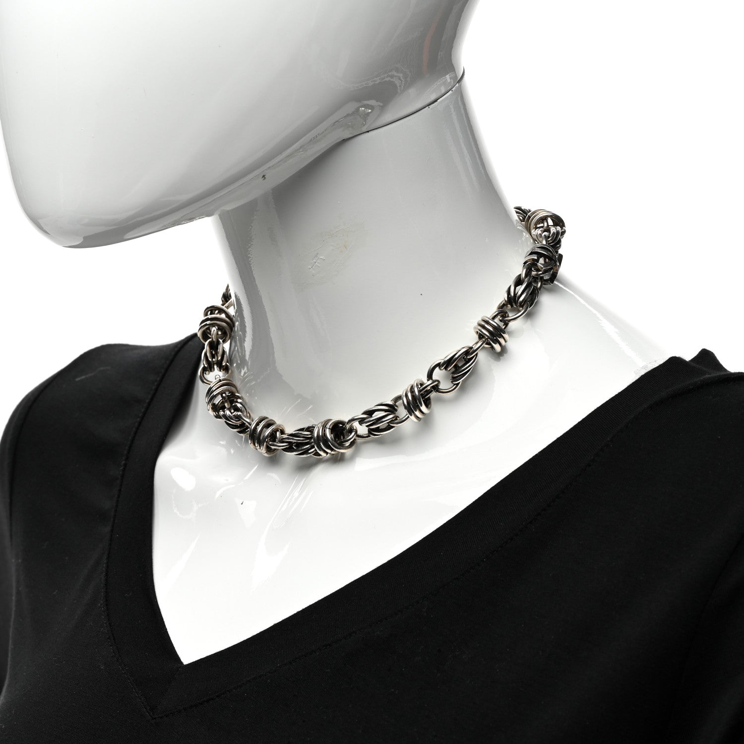 Saint Laurent Chunky Chain Necklace Oxidized Silver 2 of 6