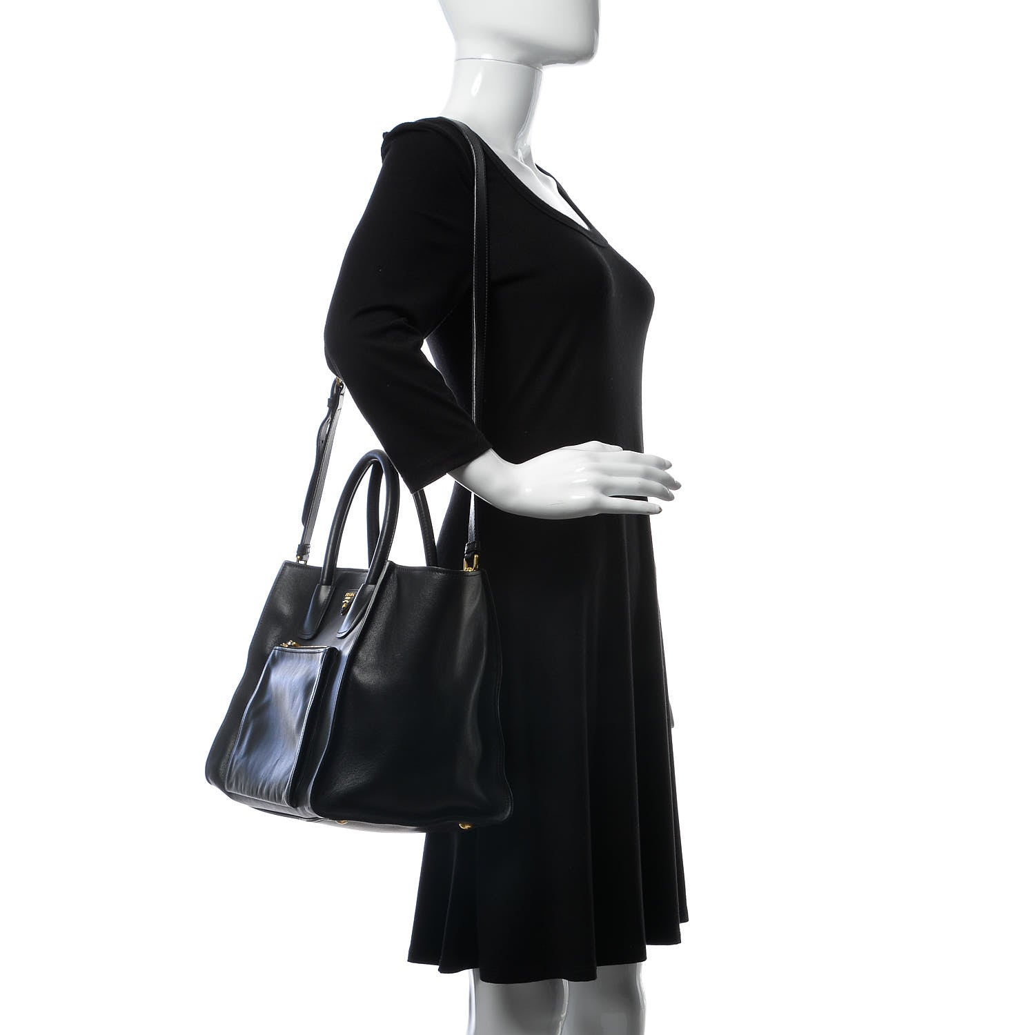 Prada Soft Calfskin Tote Black 2 of 9
