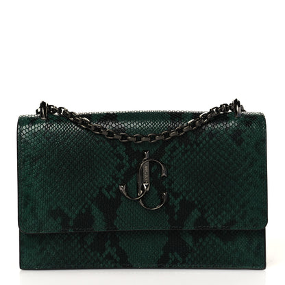 Jimmy Choo Calfskin Snakeskin Embossed Varenne Chain Clutch Dusk 1 of 9