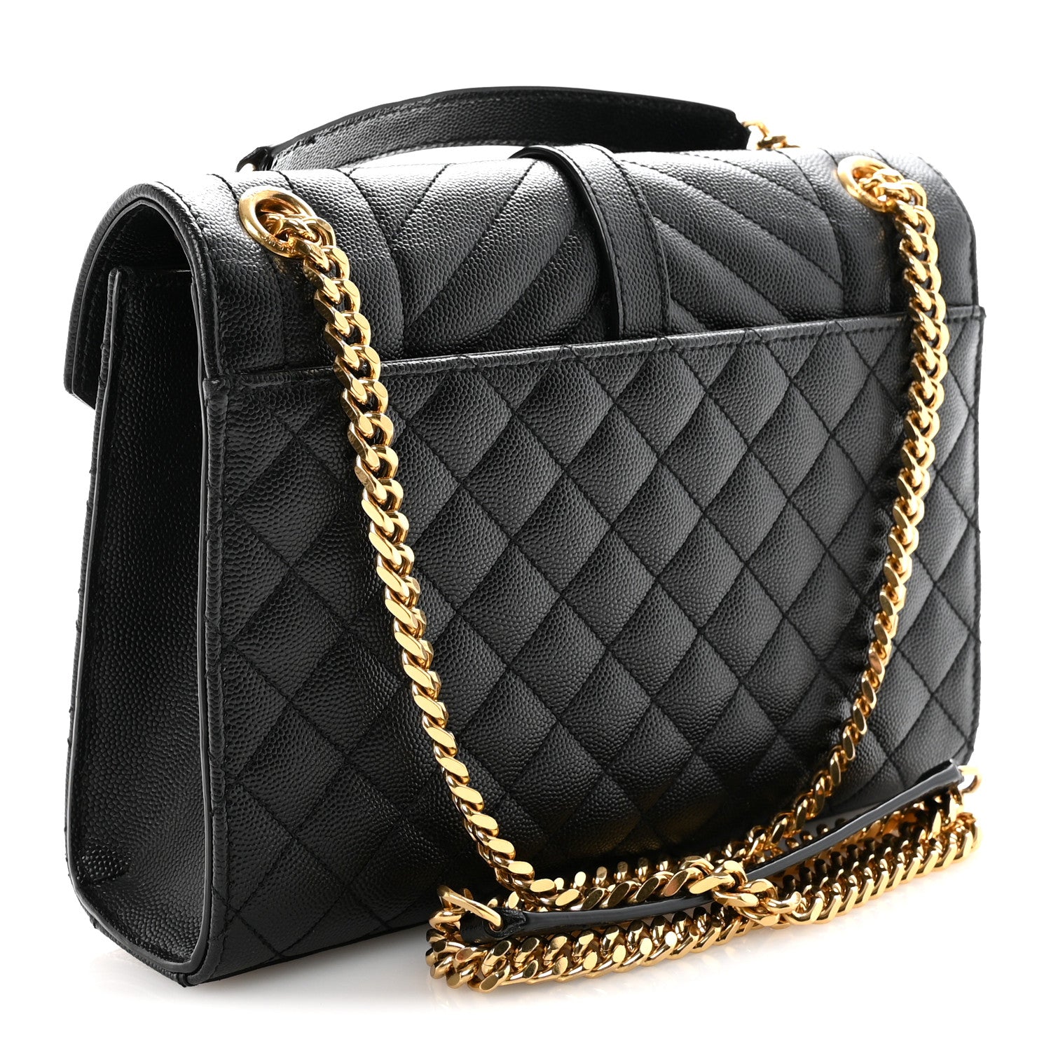 Saint Laurent Grain De Poudre Textured Mixed Matelasse Triquilt Medium Monogram Satchel Black 3 of 10