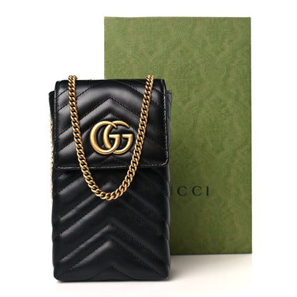 Gucci Calfskin Matelasse Mini GG Marmont Crossbody Bag Black 9 of 9
