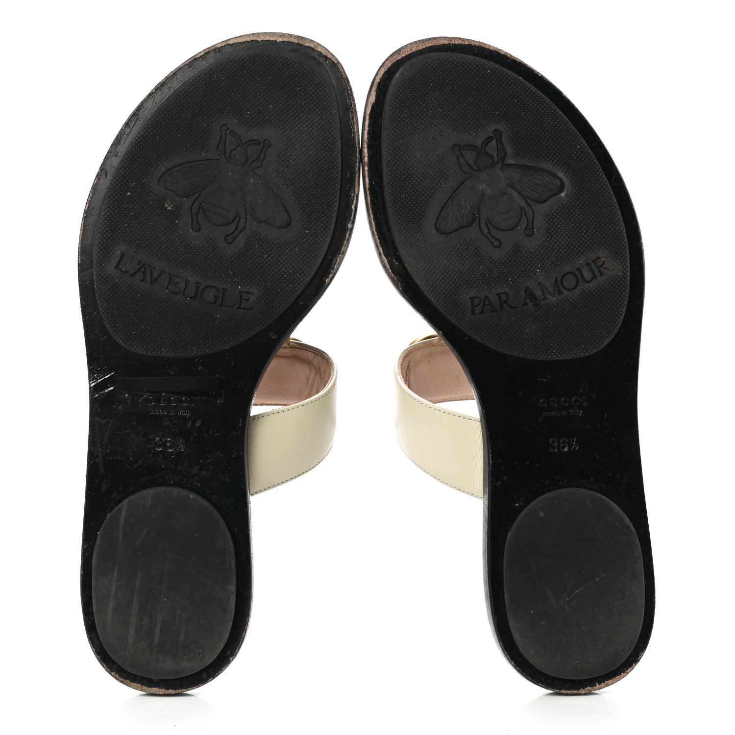 Gucci Calfskin GG Marmont Thong Sandals 36.5 Mystic White 5 of 12
