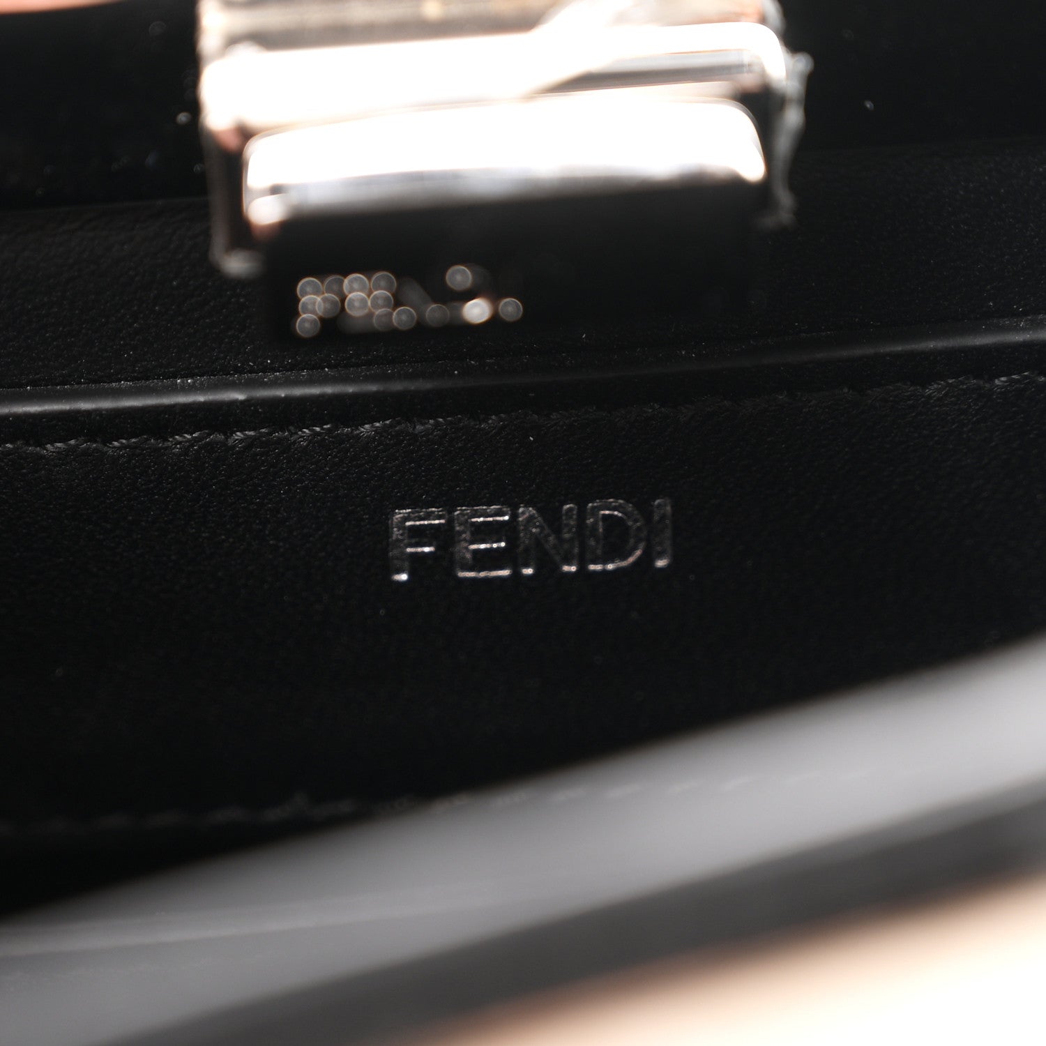 Fendi Vitello Seta Shiny Nappa Logo Embossed Laces Small Peekaboo I SEE U Satchel Black 6 of 10