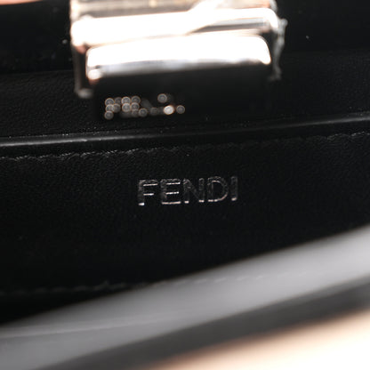 Fendi Vitello Seta Shiny Nappa Logo Embossed Laces Small Peekaboo I SEE U Satchel Black 6 of 10
