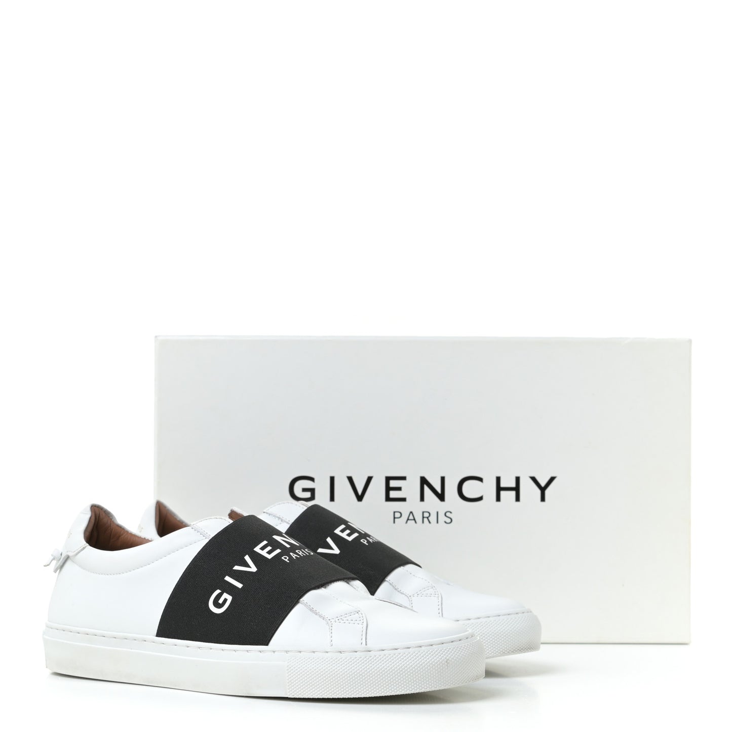Calfskin Band Logo Womens Urban Street Sneakers 39.5 White Black