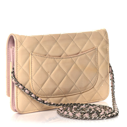 Chanel Patent Quilted Wallet On Chain WOC Pink 3 of 15