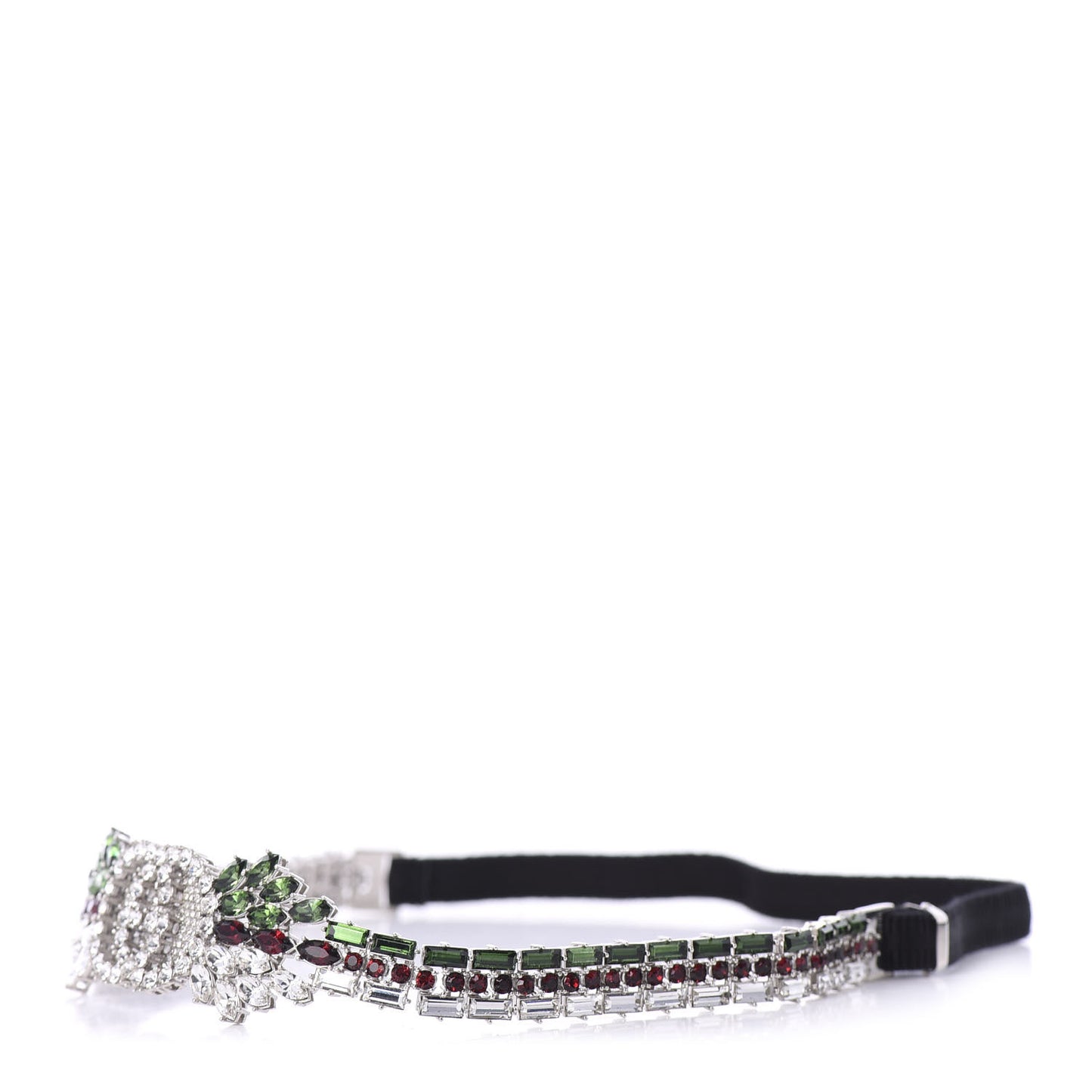 Crystal Embellished Interlocking GG Headband Green Red