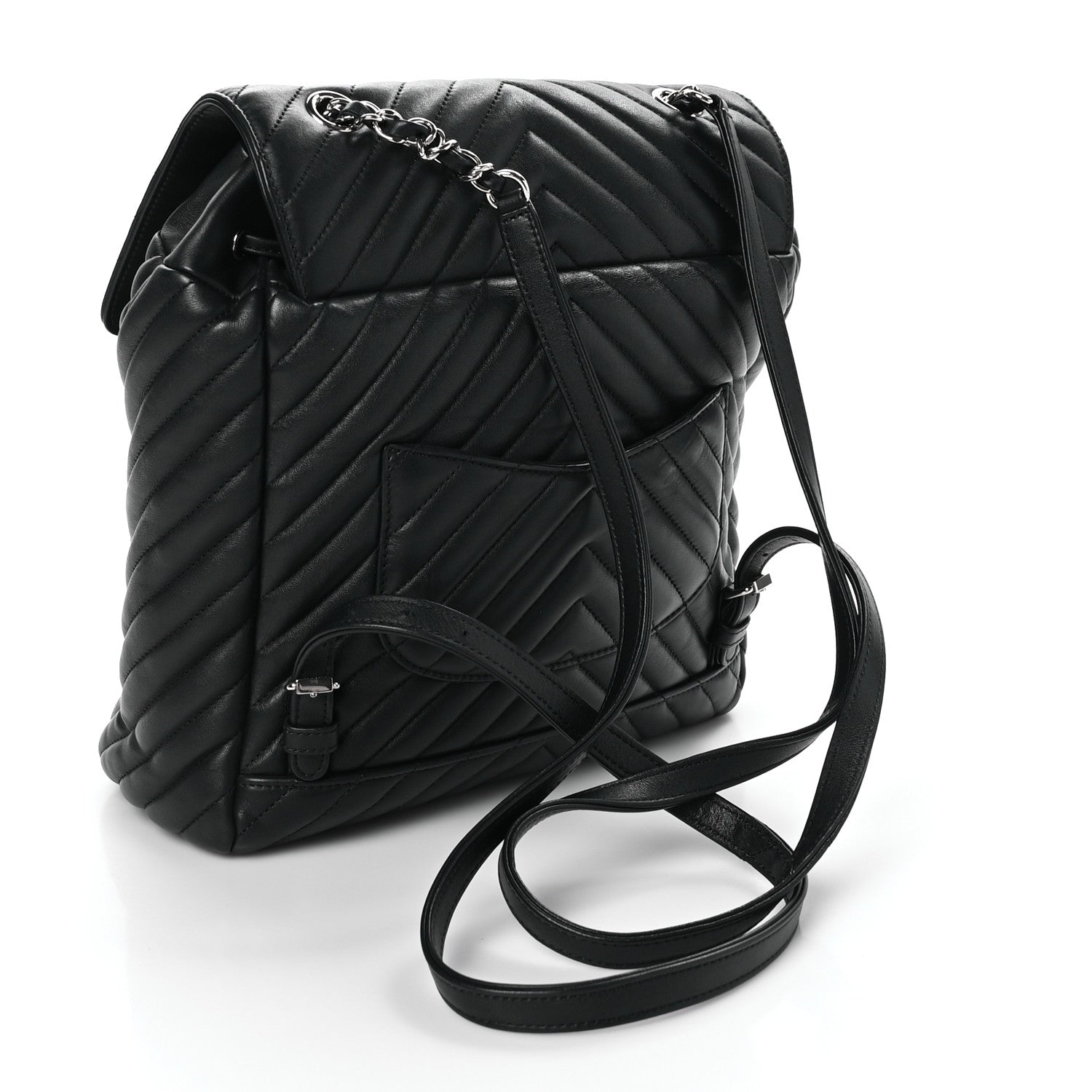 Chanel Calfskin Chevron Quilted Large Urban Spirit Backpack Black 3 of 10