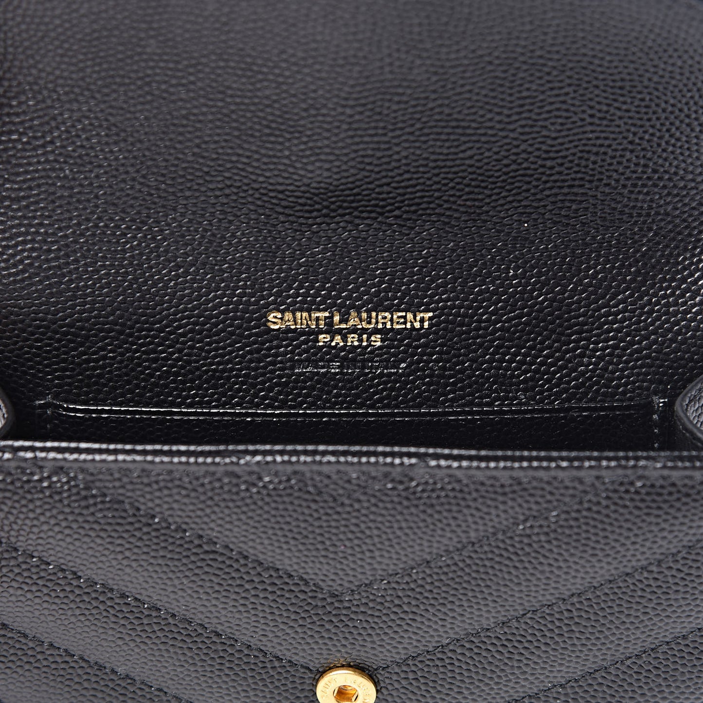 Grain De Poudre Matelasse Chevron Small Monogram Envelope Wallet Black