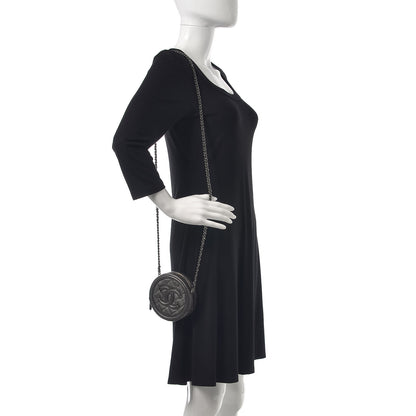 Chanel Metallic Caviar Quilted Round Filigree Crossbody Dark Silver 2 of 8