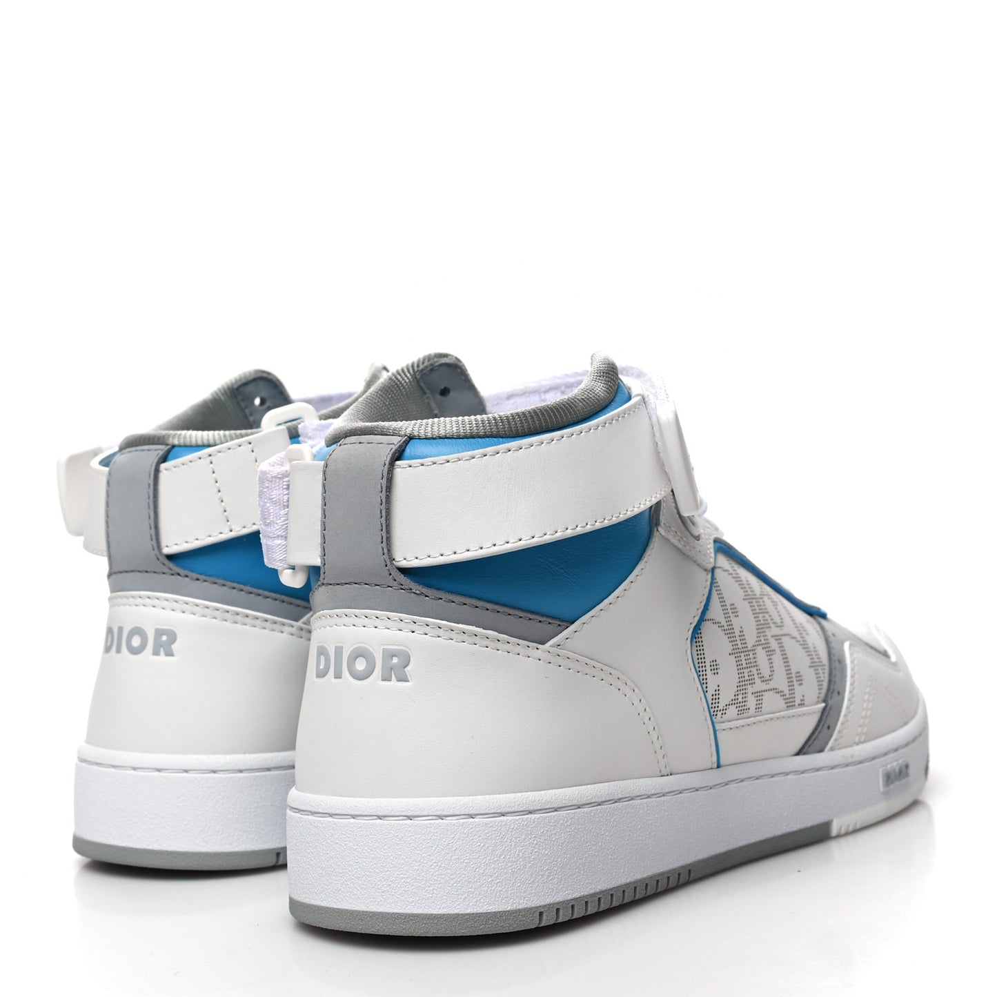 Smooth Calfskin Oblique Galaxy Perforated Mens B27 Mid Top Sneakers 42 Beige Blue