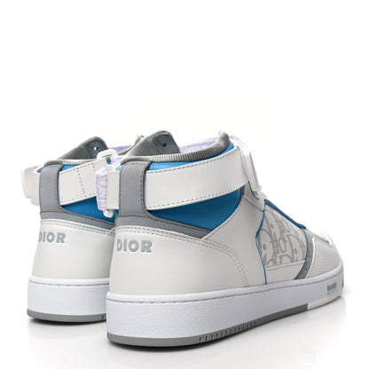 Christian Dior Smooth Calfskin Oblique Galaxy Perforated Mens B27 Mid Top Sneakers 42 Beige Blue 4 of 8