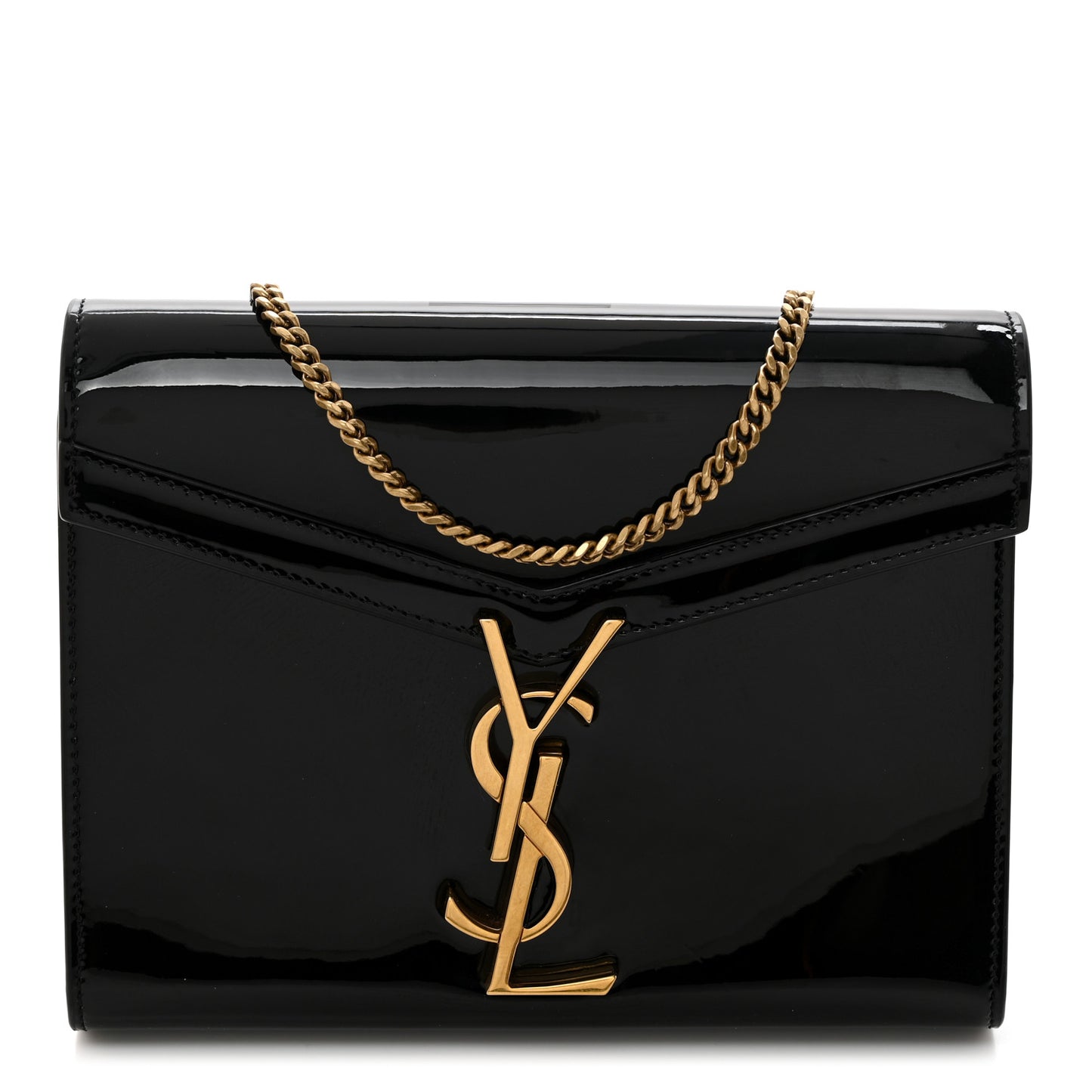 Patent Monogram Cassandra Chain Wallet Black